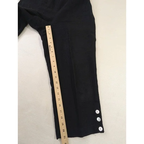 Stonebridge Linen Blend Cropped Pants Women P Petite Black Business Casual Beach - Picture 8 of 8